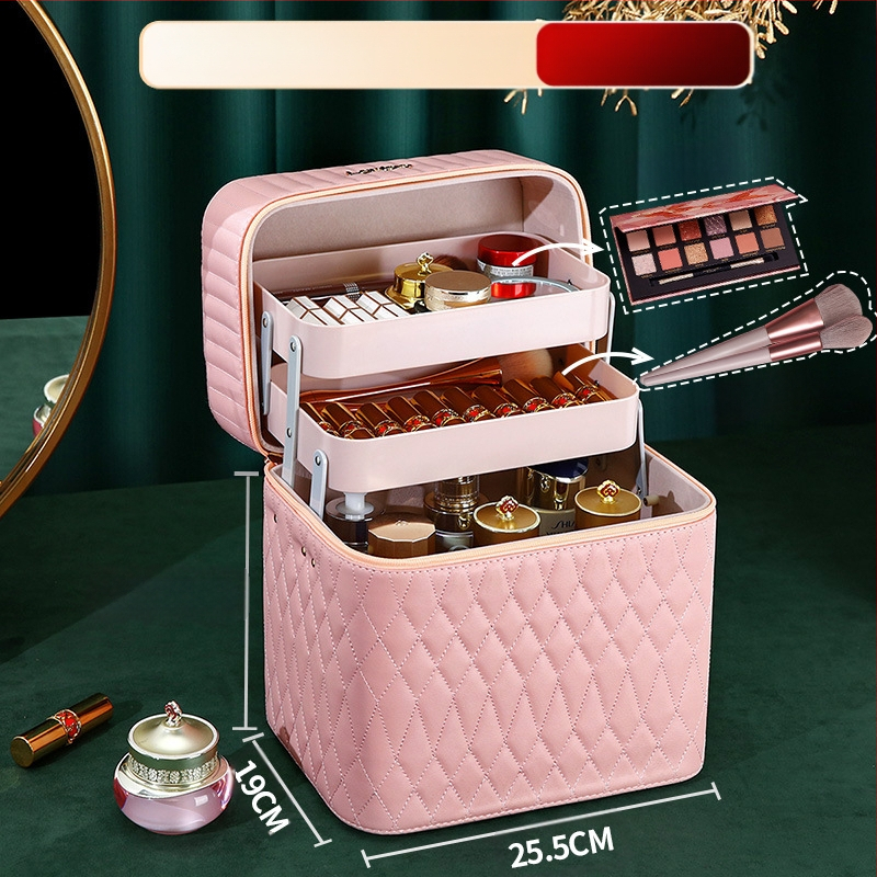 Kutija za šminku PVC-a s velikim kapacitetom, zatvarač, brava, vodootporna, težina 1,1 kg