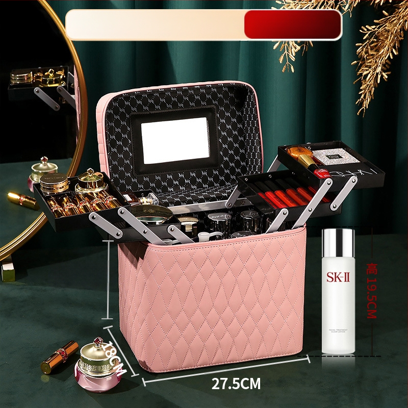 Kutija za šminku PVC-a s velikim kapacitetom, zatvarač, brava, vodootporna, težina 1,1 kg