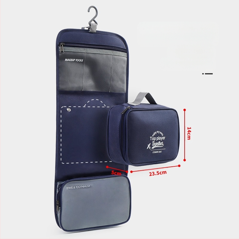 Geantă pentru toalete cu separare uscat-ud, portabilă, material Oxford, design simplu și modern, ideală pentru călătorii și deplasări de afaceri