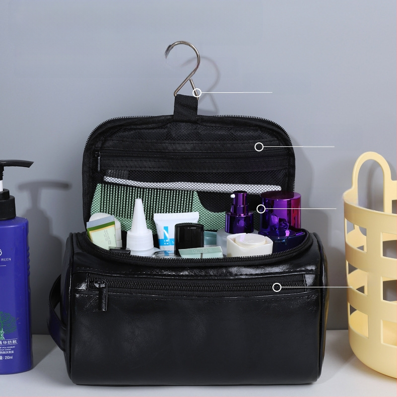 Geantă de toaletă din PU - piele pentru călătorii, multifuncțională, impermeabilă, cu capacitate mare