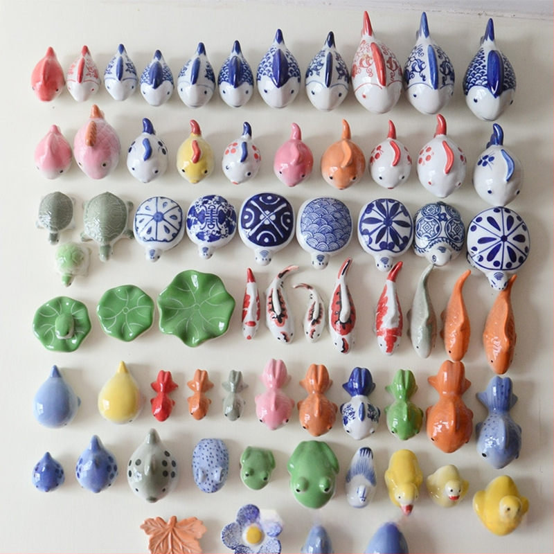 Κεραμικά διακοσμητικά ενυδρείου: φιγούρες βατράχων και παπιών, μοντέρνο και απλό στυλ