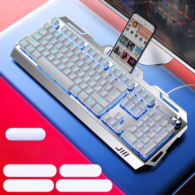 Silver Carving V2 гейминг клавиатура, 104 клавиша, проводна, с подложка за длан, Crater Architecture