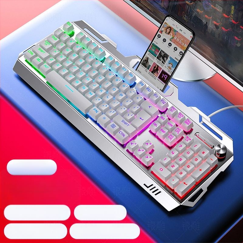 Silver Carving V2 гейминг клавиатура, 104 клавиша, проводна, с подложка за длан, Crater Architecture