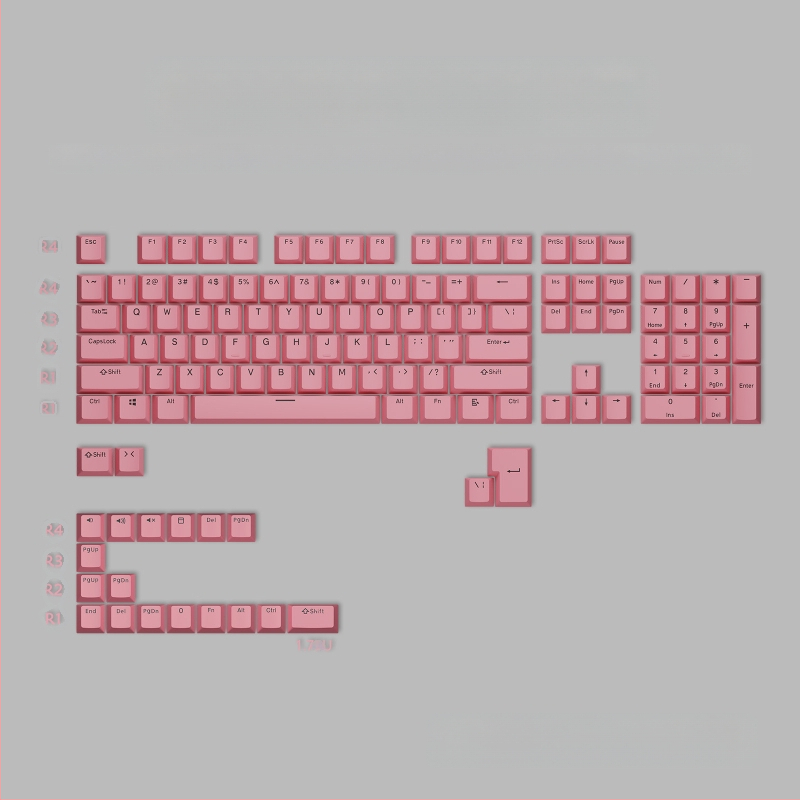 ABS двуцветни клавиши за механични клавиатури, инжекционно формовани клавиши, комплект от 125 клавиша