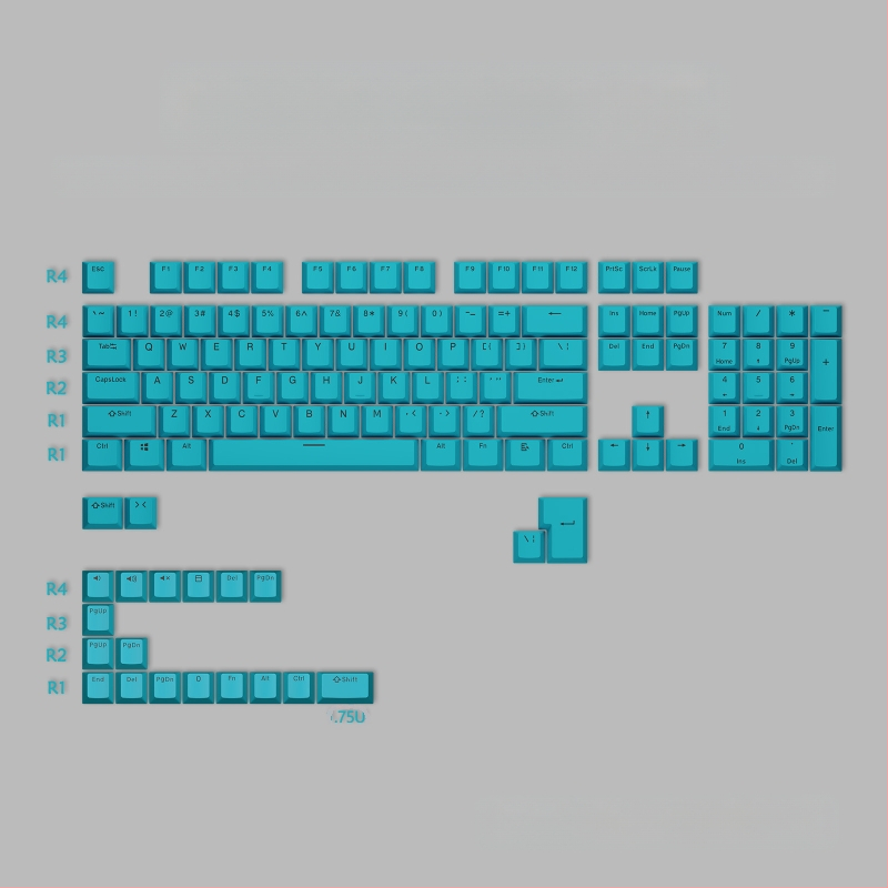 ABS двуцветни клавиши за механични клавиатури, инжекционно формовани клавиши, комплект от 125 клавиша