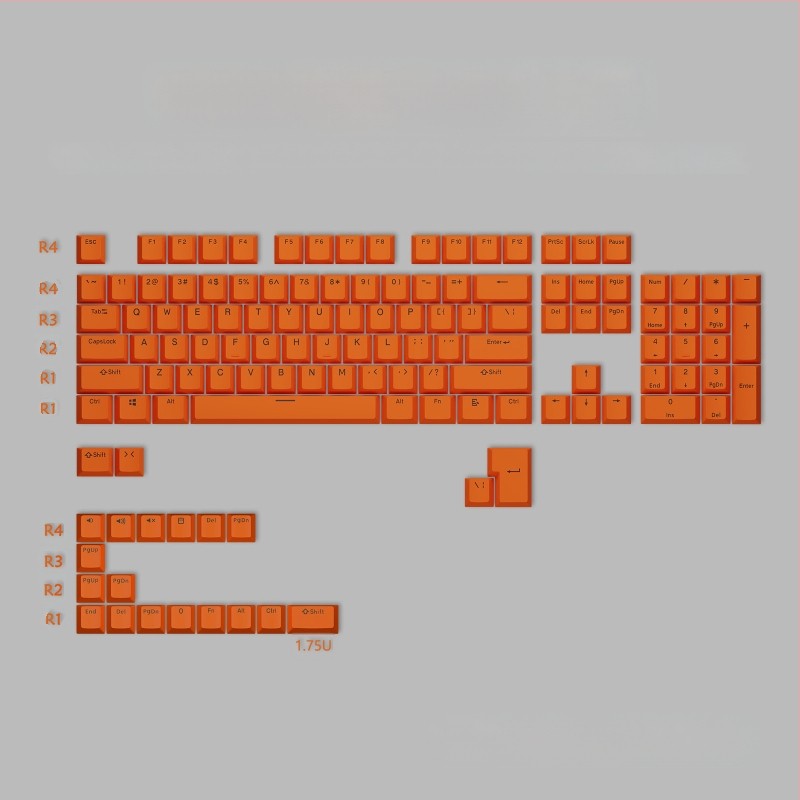 ABS двуцветни клавиши за механични клавиатури, инжекционно формовани клавиши, комплект от 125 клавиша