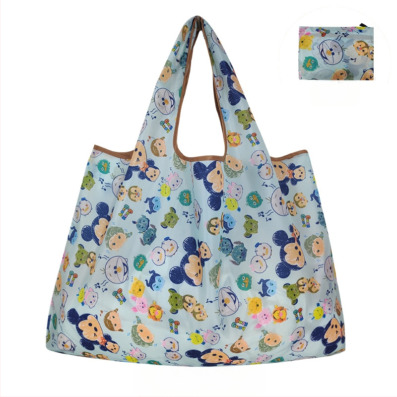 Τσάντα tote με καρτούν — επαναχρησιμοποιήσιμη περιβαλλοντική τσάντα αγορών, μεταξοτυπία, προσαρμόσιμη