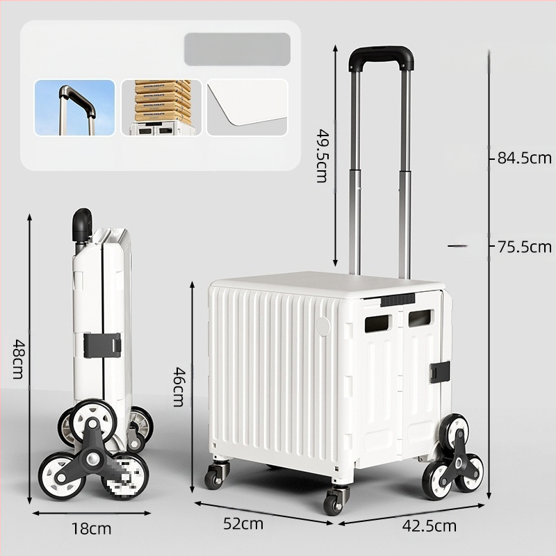 YAJI αναδιπλούμενο τετράτροχο καρότσι αγορών, πλαστικό, φορητό και ελαφρύ