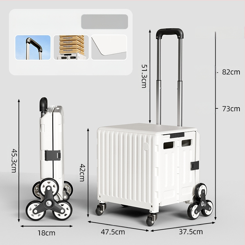 YAJI αναδιπλούμενο τετράτροχο καρότσι αγορών, πλαστικό, φορητό και ελαφρύ