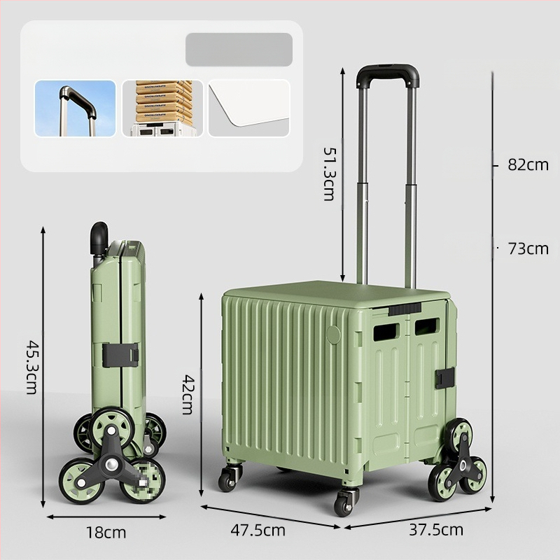 YAJI αναδιπλούμενο τετράτροχο καρότσι αγορών, πλαστικό, φορητό και ελαφρύ