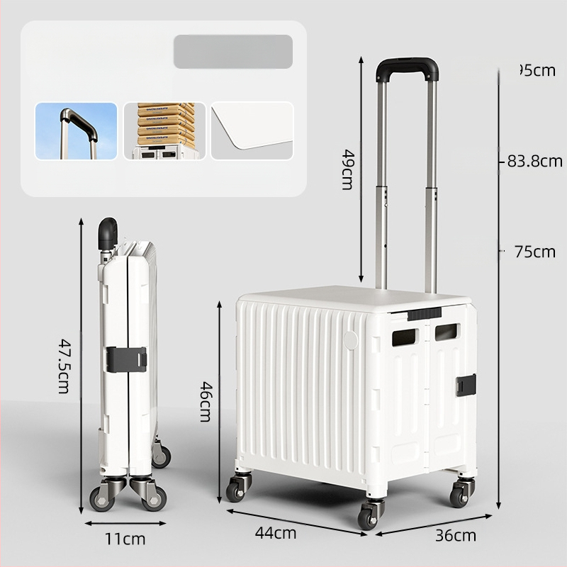 YAJI αναδιπλούμενο τετράτροχο καρότσι αγορών, πλαστικό, φορητό και ελαφρύ