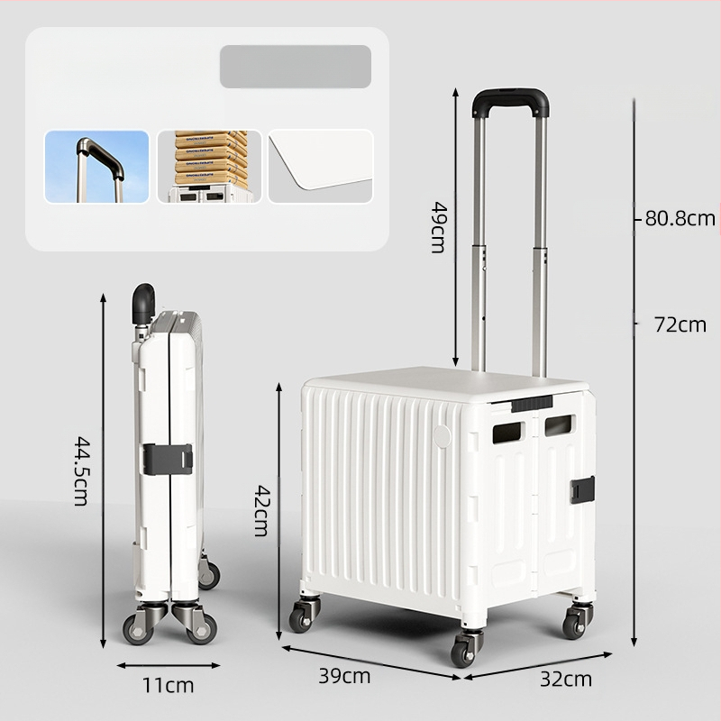 YAJI αναδιπλούμενο τετράτροχο καρότσι αγορών, πλαστικό, φορητό και ελαφρύ