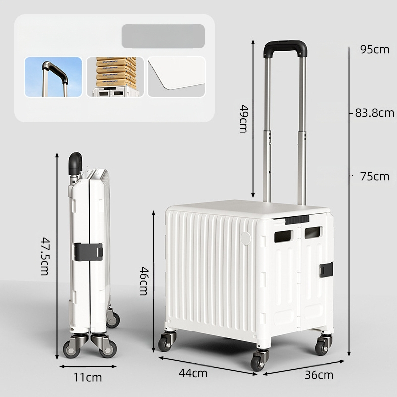 YAJI αναδιπλούμενο τετράτροχο καρότσι αγορών, πλαστικό, φορητό και ελαφρύ