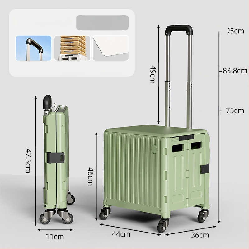 YAJI αναδιπλούμενο τετράτροχο καρότσι αγορών, πλαστικό, φορητό και ελαφρύ