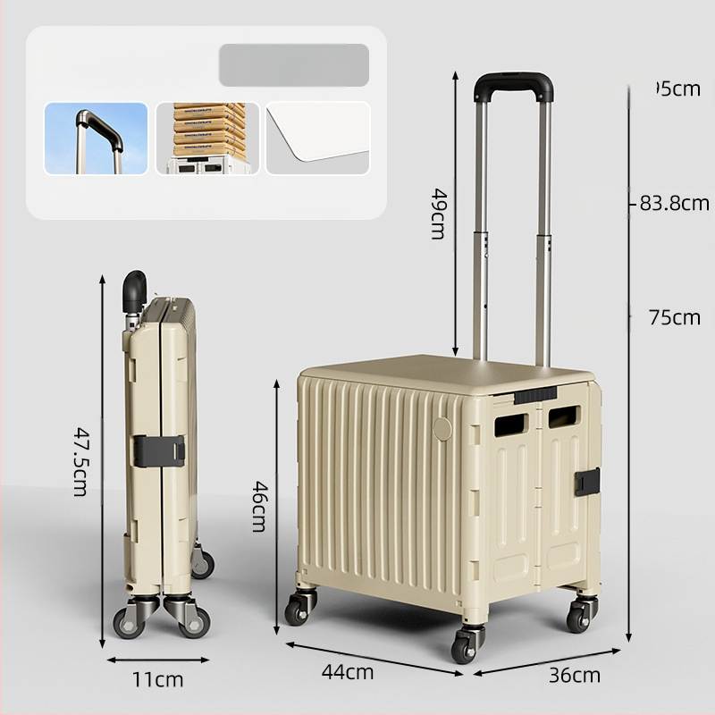 YAJI αναδιπλούμενο τετράτροχο καρότσι αγορών, πλαστικό, φορητό και ελαφρύ