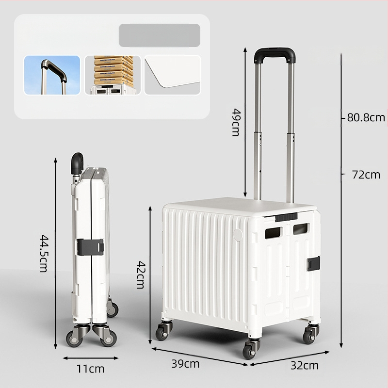 YAJI αναδιπλούμενο τετράτροχο καρότσι αγορών, πλαστικό, φορητό και ελαφρύ