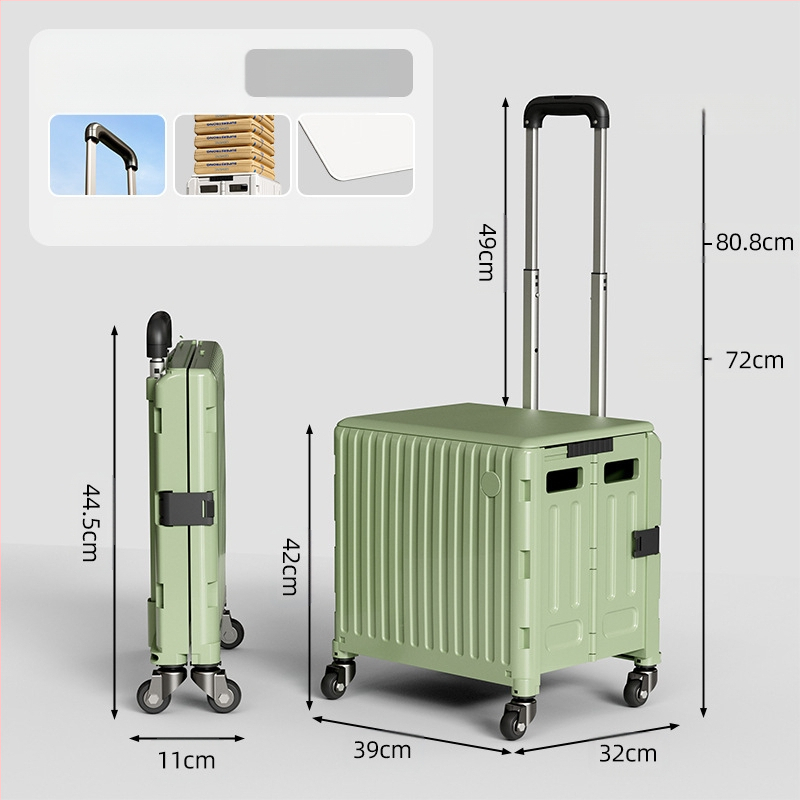 YAJI αναδιπλούμενο τετράτροχο καρότσι αγορών, πλαστικό, φορητό και ελαφρύ