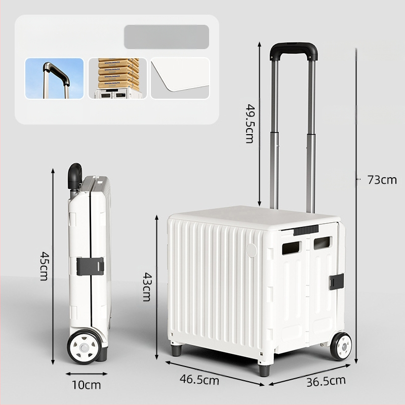 YAJI αναδιπλούμενο τετράτροχο καρότσι αγορών, πλαστικό, φορητό και ελαφρύ