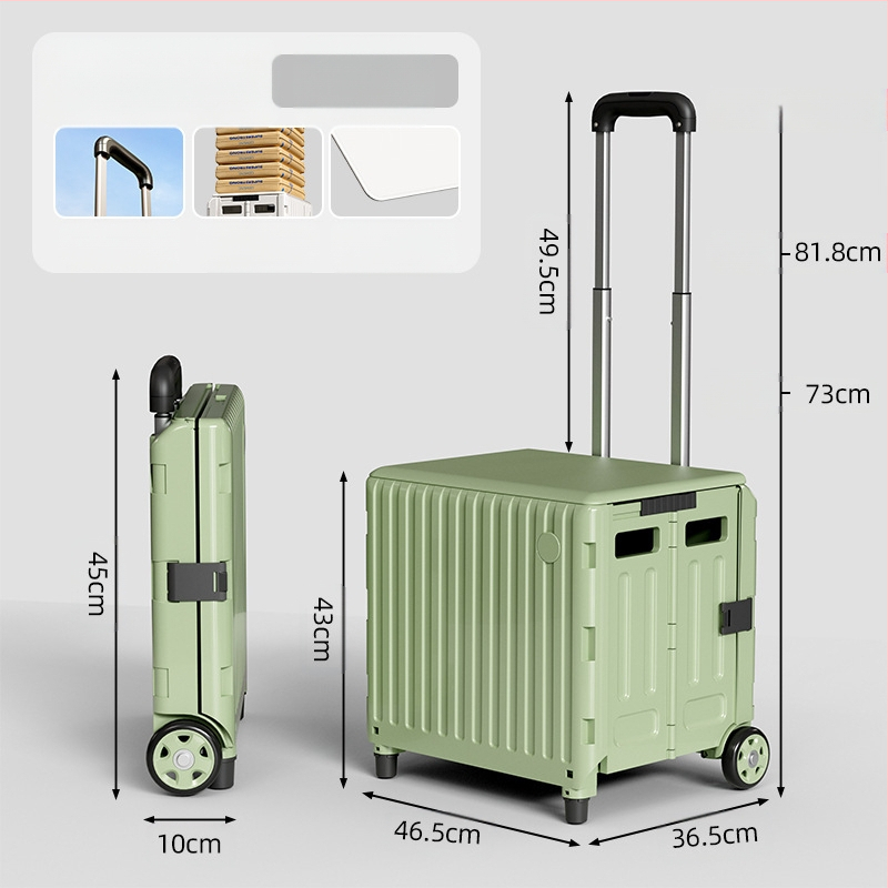 YAJI αναδιπλούμενο τετράτροχο καρότσι αγορών, πλαστικό, φορητό και ελαφρύ