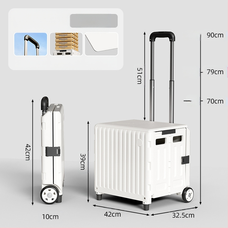 YAJI αναδιπλούμενο τετράτροχο καρότσι αγορών, πλαστικό, φορητό και ελαφρύ