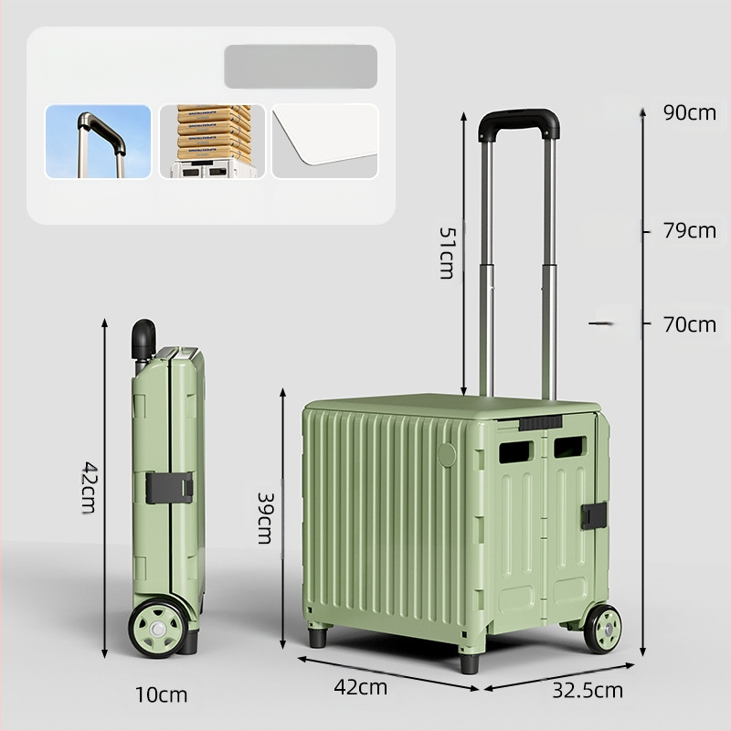 YAJI αναδιπλούμενο τετράτροχο καρότσι αγορών, πλαστικό, φορητό και ελαφρύ