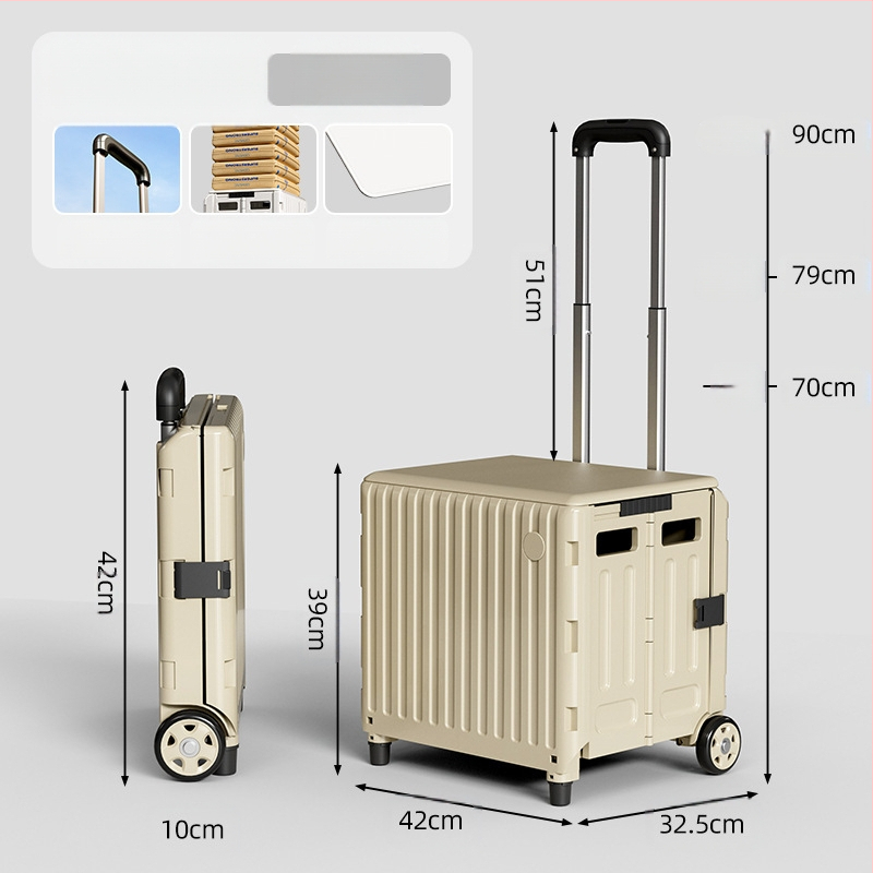 YAJI αναδιπλούμενο τετράτροχο καρότσι αγορών, πλαστικό, φορητό και ελαφρύ