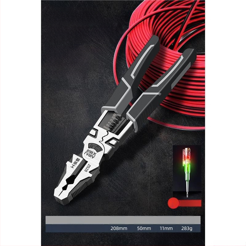 Pramoninės klasės žnyplės elektrikams, daugiafunkcinės su ilgu nosimi