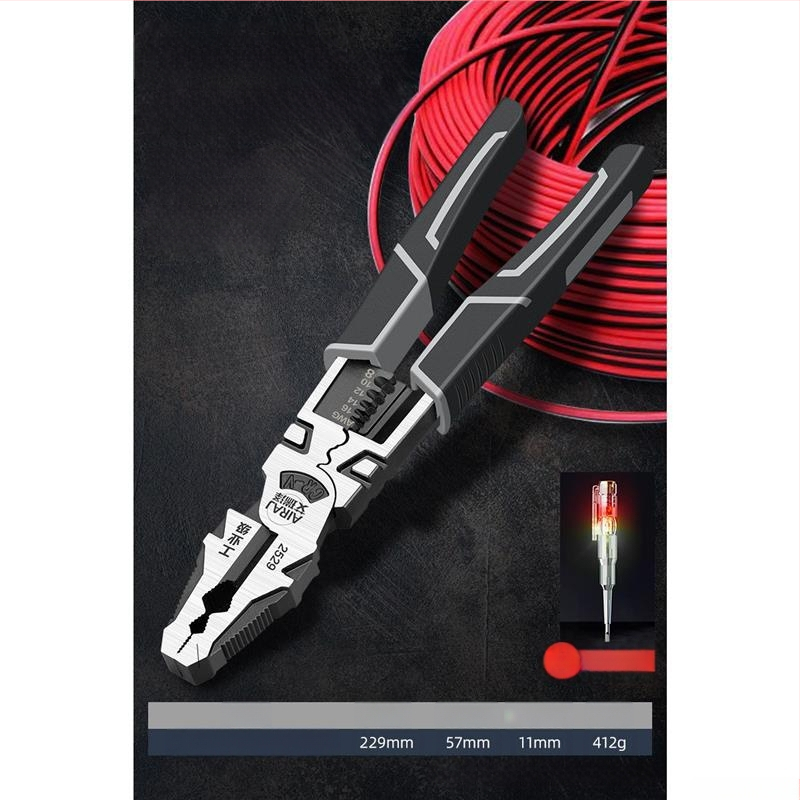 Pramoninės klasės žnyplės elektrikams, daugiafunkcinės su ilgu nosimi