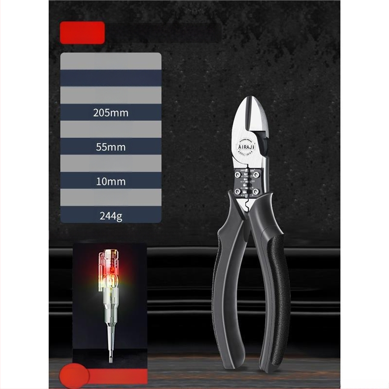 Pramoninės klasės žnyplės elektrikams, daugiafunkcinės su ilgu nosimi