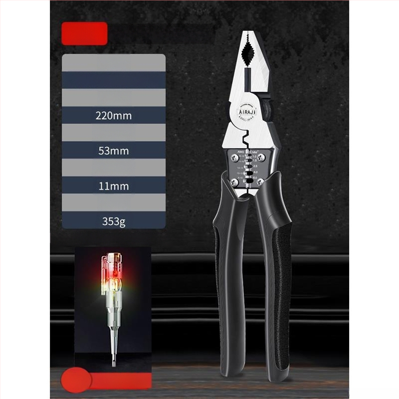 Pramoninės klasės žnyplės elektrikams, daugiafunkcinės su ilgu nosimi
