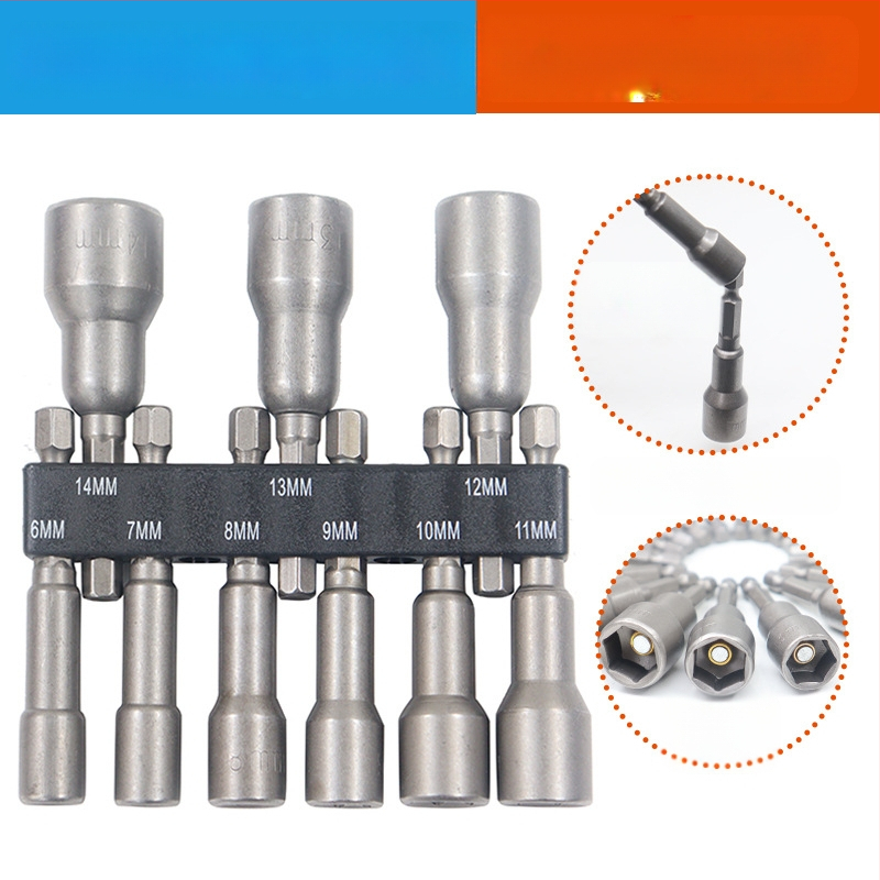 Σετ με εξάγωνο άξονα και κεφαλές υποδοχής για ηλεκτρικό τρυπάνι και κατσαβίδι, χάλυβας άνθρακας, 9/14 τεμάχια, οικιακή χρήση και επισκευές μηχανών