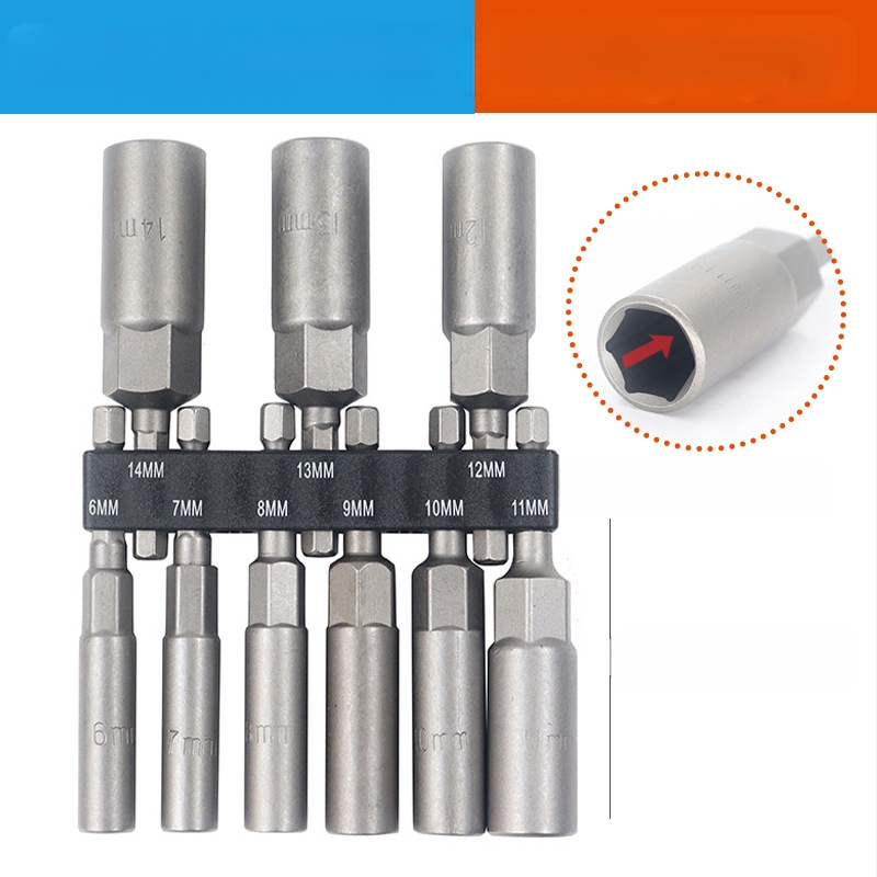 Σετ με εξάγωνο άξονα και κεφαλές υποδοχής για ηλεκτρικό τρυπάνι και κατσαβίδι, χάλυβας άνθρακας, 9/14 τεμάχια, οικιακή χρήση και επισκευές μηχανών