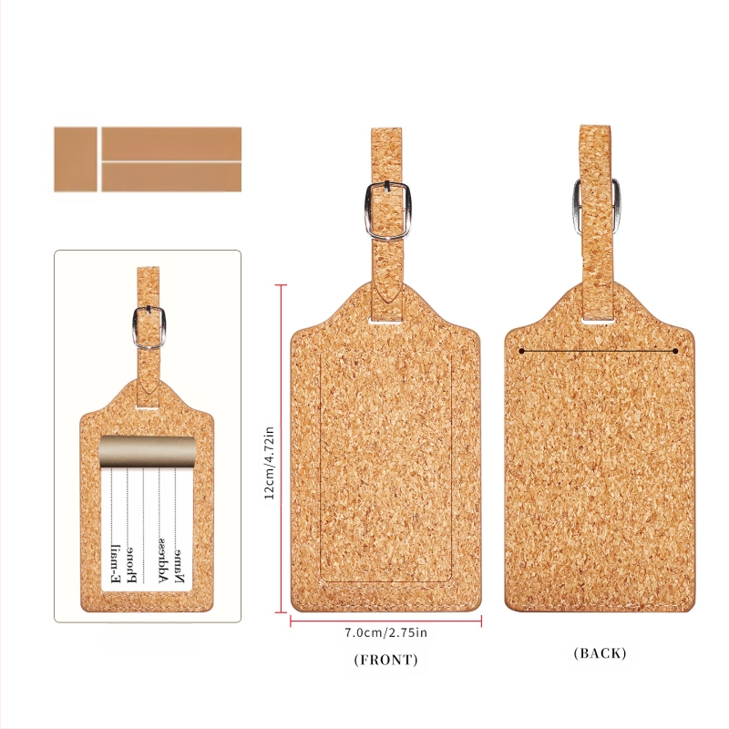 Pasportų ir kortelių dėklas iš natūralios kamštienos ir medžio rašto PU, logotipo spauda – dviejų plokščių dizainas