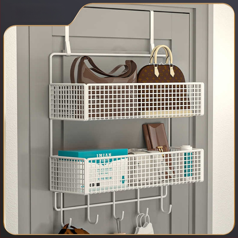 Vasból készült ajtó mögötti fali tartó ruhadarabokkal, 1–3 szint, fúrás nélküli rögzítés, spray-plasztik felület, teherbírás 10–15 kg