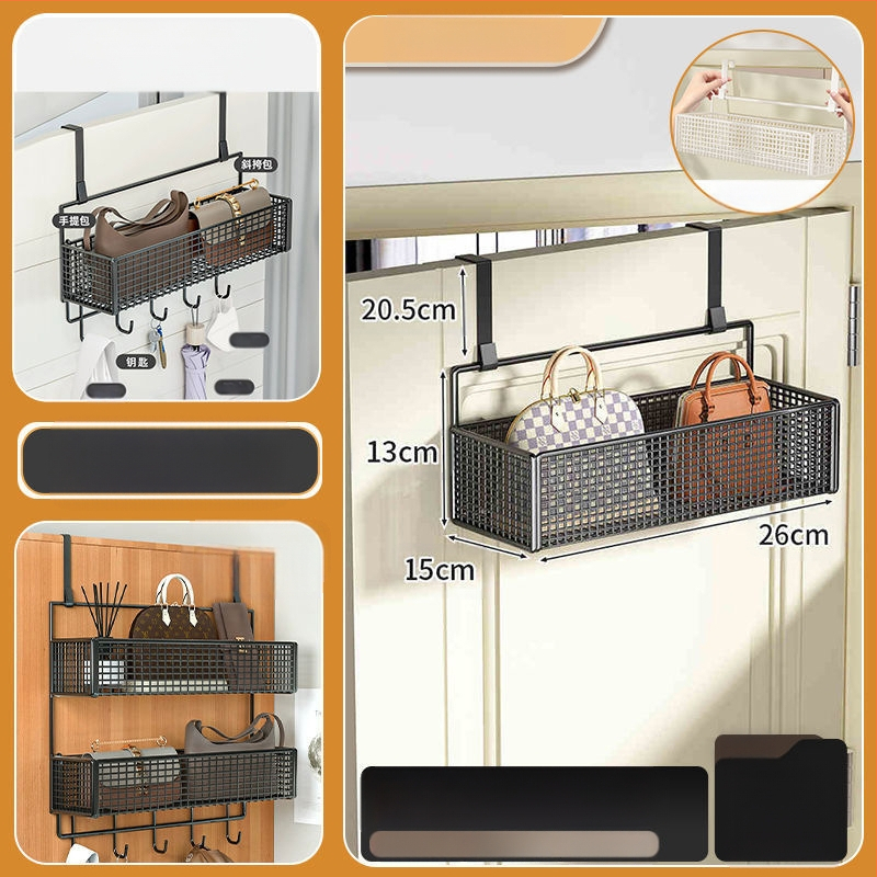 Vasból készült ajtó mögötti fali tartó ruhadarabokkal, 1–3 szint, fúrás nélküli rögzítés, spray-plasztik felület, teherbírás 10–15 kg