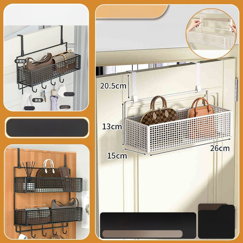 Vasból készült ajtó mögötti fali tartó ruhadarabokkal, 1–3 szint, fúrás nélküli rögzítés, spray-plasztik felület, teherbírás 10–15 kg