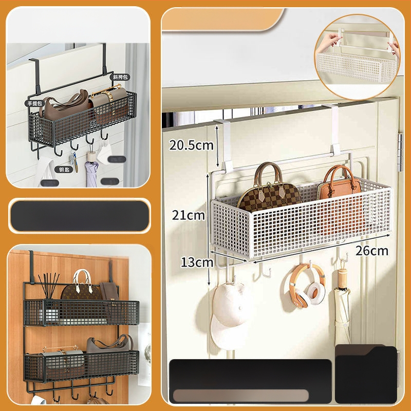 Vasból készült ajtó mögötti fali tartó ruhadarabokkal, 1–3 szint, fúrás nélküli rögzítés, spray-plasztik felület, teherbírás 10–15 kg