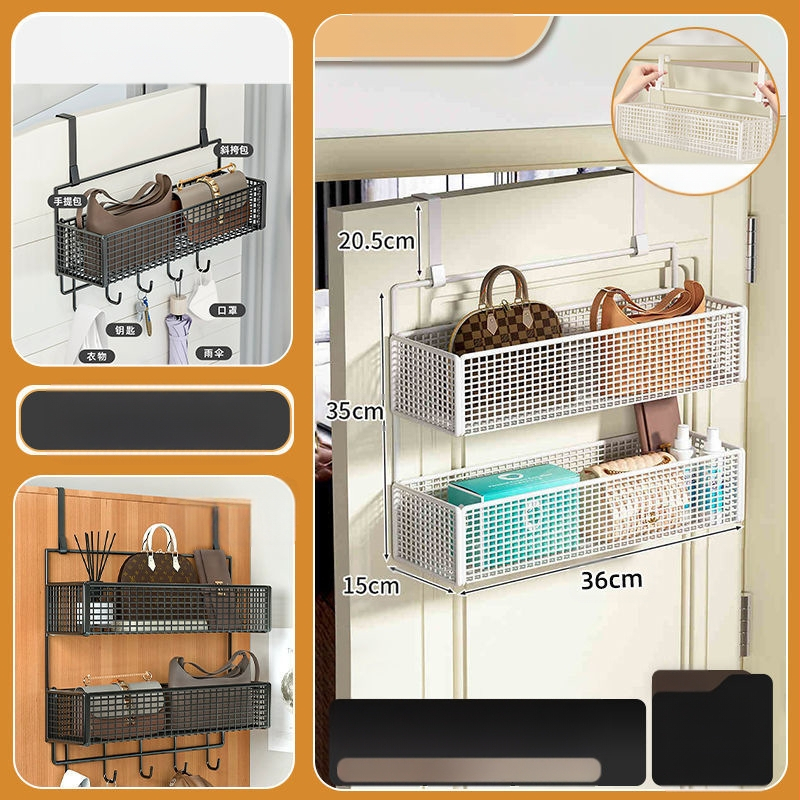 Vasból készült ajtó mögötti fali tartó ruhadarabokkal, 1–3 szint, fúrás nélküli rögzítés, spray-plasztik felület, teherbírás 10–15 kg