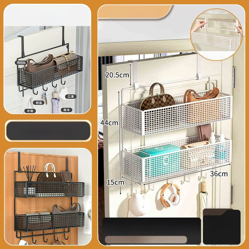 Vasból készült ajtó mögötti fali tartó ruhadarabokkal, 1–3 szint, fúrás nélküli rögzítés, spray-plasztik felület, teherbírás 10–15 kg