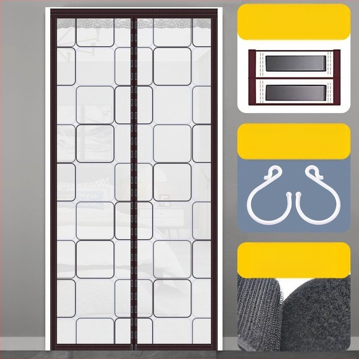 Κουρτίνα πόρτας αντιμουσουλίνων για κλιματιστικό με μαγνητικό διαμαντωδές πλέγμα και Velcro κούμπωμα; Υλικό: πλέγμα πόρτας; Κατάλληλη για υπνοδωμάτιο, μπαλκόνι και εμπορικούς χώρους; Στυλ: μοντέρνος μινιμαλισμός; Μοτίβο: ρίγες, μονόχρωμο, τετράγωνα