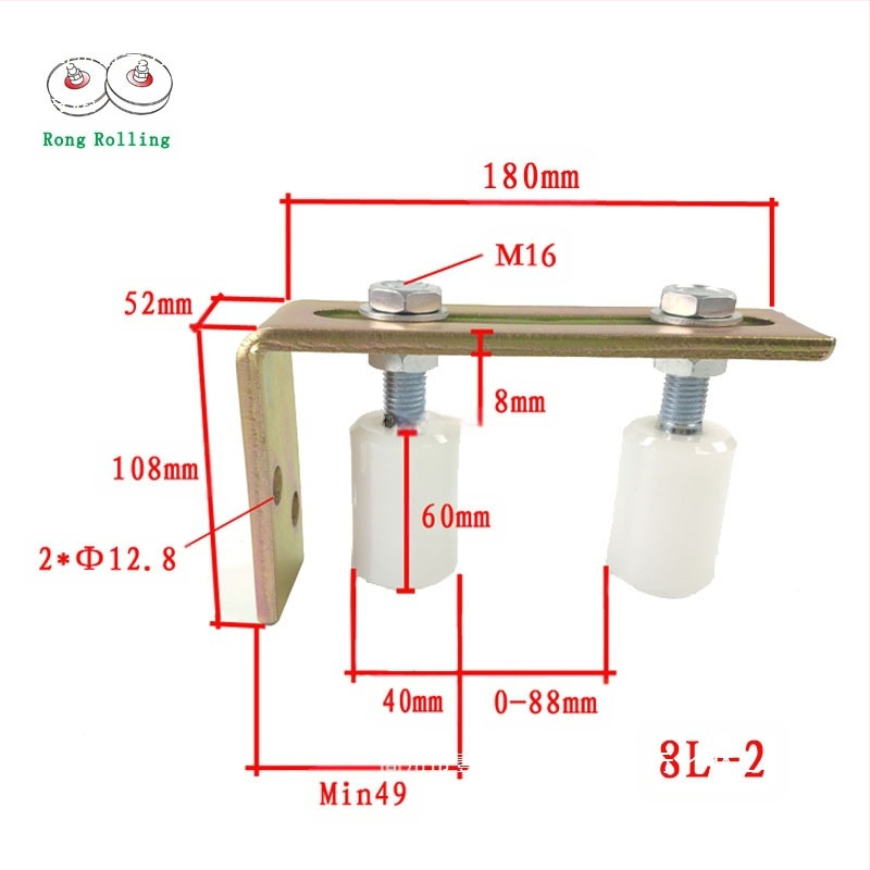 Найлонова плъзгаща врата ролка с двойна ролка и пластмасова шайба; фиксиран водач, модел 8l-1 / 8l-2