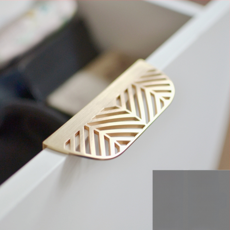 Κρυφή λαβή ντουλαπιού σε σχήμα φύλλου, από κράμα ψευδαργύρου, φινίρισμα ηλεκτροπλατίνας, μοντέλο 9995, Jiaao