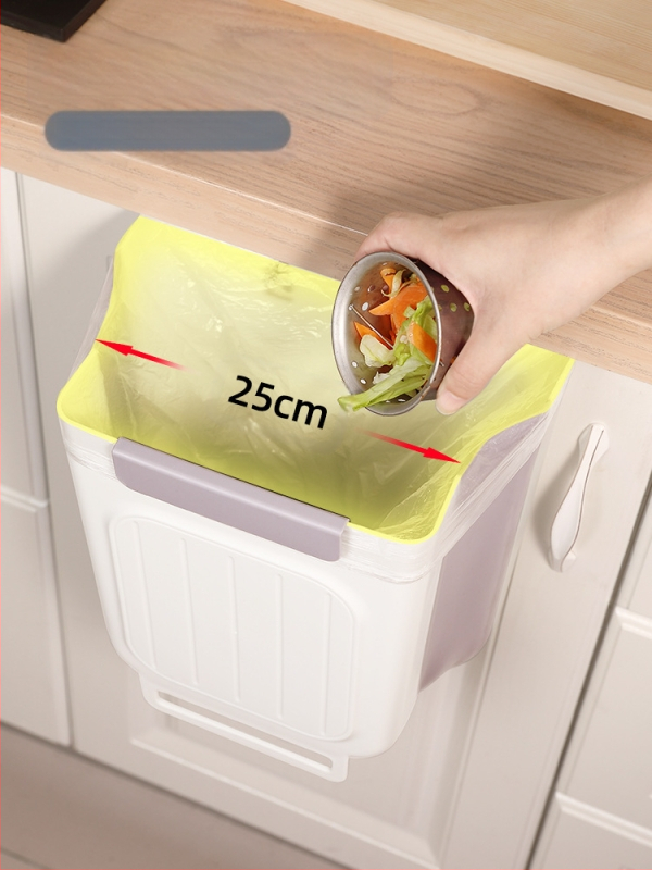 Επιτοίχιος διπλωτός πλαστικός κάδος απορριμμάτων κουζίνας, κυλινδρικού σχήματος, για πόρτες ντουλαπιών