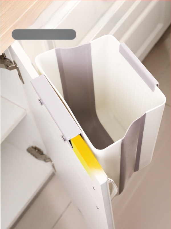 Επιτοίχιος διπλωτός πλαστικός κάδος απορριμμάτων κουζίνας, κυλινδρικού σχήματος, για πόρτες ντουλαπιών