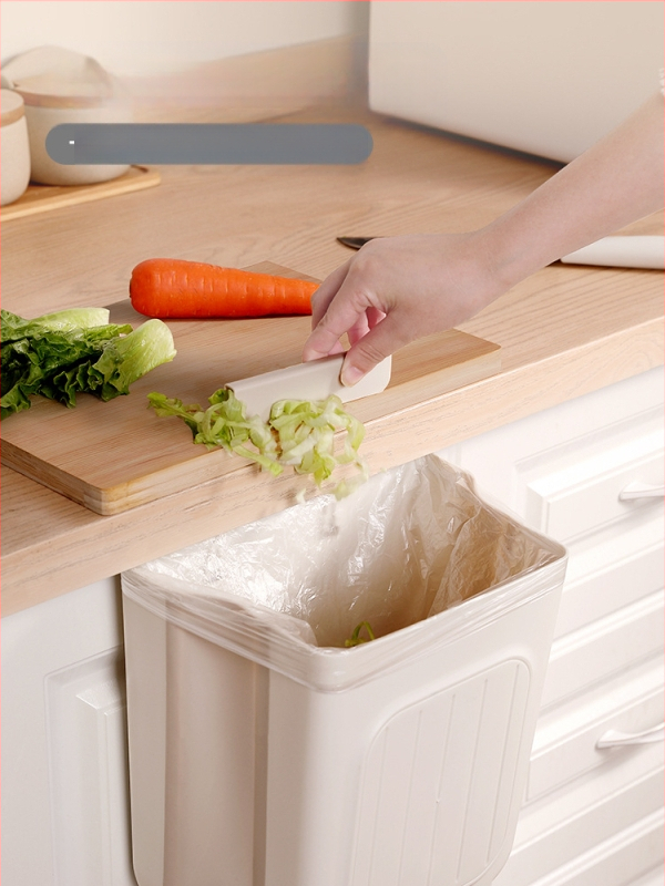 Επιτοίχιος διπλωτός πλαστικός κάδος απορριμμάτων κουζίνας, κυλινδρικού σχήματος, για πόρτες ντουλαπιών