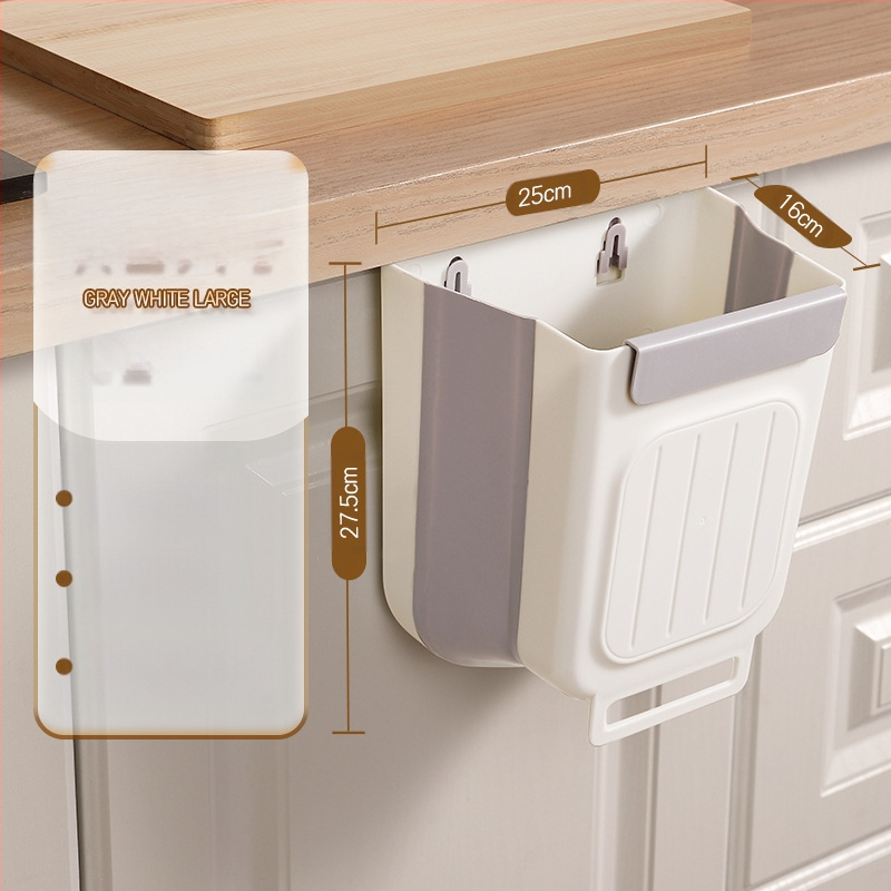 Επιτοίχιος διπλωτός πλαστικός κάδος απορριμμάτων κουζίνας, κυλινδρικού σχήματος, για πόρτες ντουλαπιών