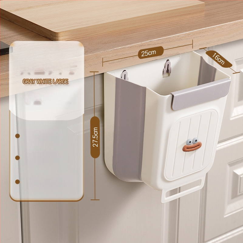 Επιτοίχιος διπλωτός πλαστικός κάδος απορριμμάτων κουζίνας, κυλινδρικού σχήματος, για πόρτες ντουλαπιών