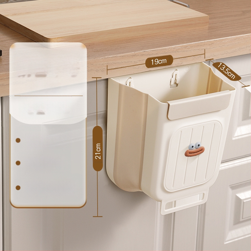 Επιτοίχιος διπλωτός πλαστικός κάδος απορριμμάτων κουζίνας, κυλινδρικού σχήματος, για πόρτες ντουλαπιών