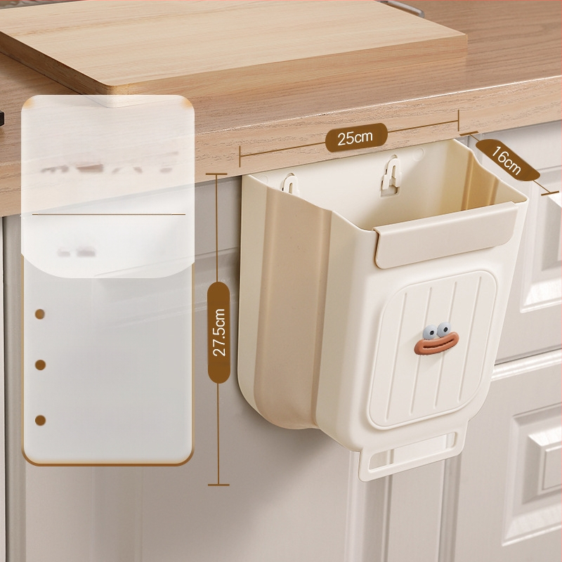 Επιτοίχιος διπλωτός πλαστικός κάδος απορριμμάτων κουζίνας, κυλινδρικού σχήματος, για πόρτες ντουλαπιών