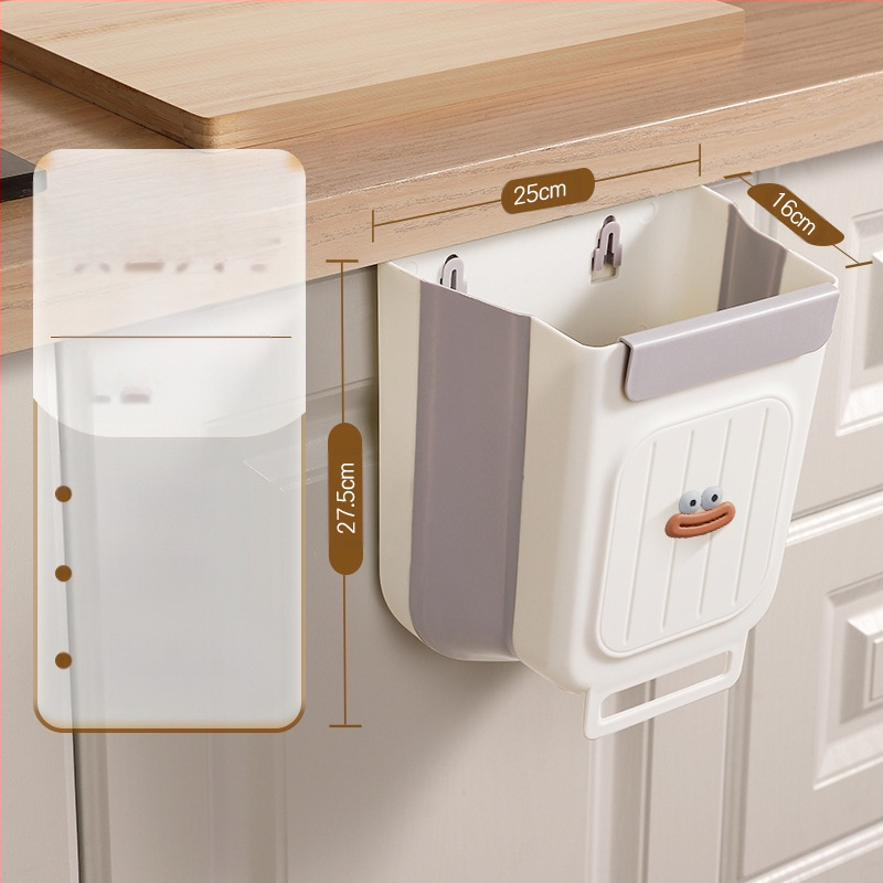 Επιτοίχιος διπλωτός πλαστικός κάδος απορριμμάτων κουζίνας, κυλινδρικού σχήματος, για πόρτες ντουλαπιών